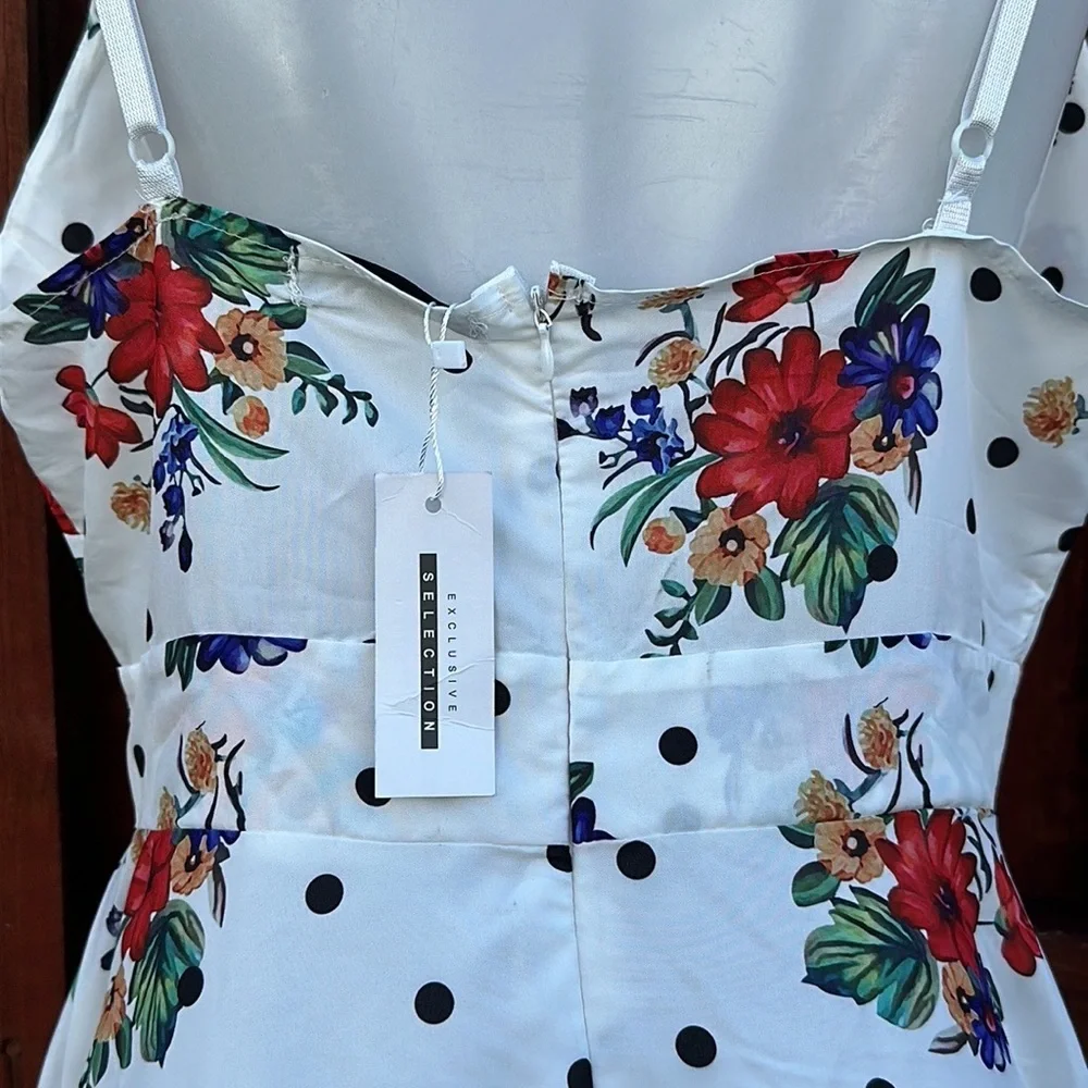 Chic Me Spaghetti Strap Cut Up V-neck Maxi Dress Size L Floral - Picture 8 of 13